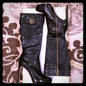 Michael Kors Black Leather Knee Boots - Size 8.5